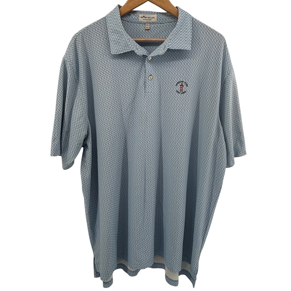 Peter Millar Summer Comfort Polo Shirt XXL Blue Harbour Town Golf Links Mens